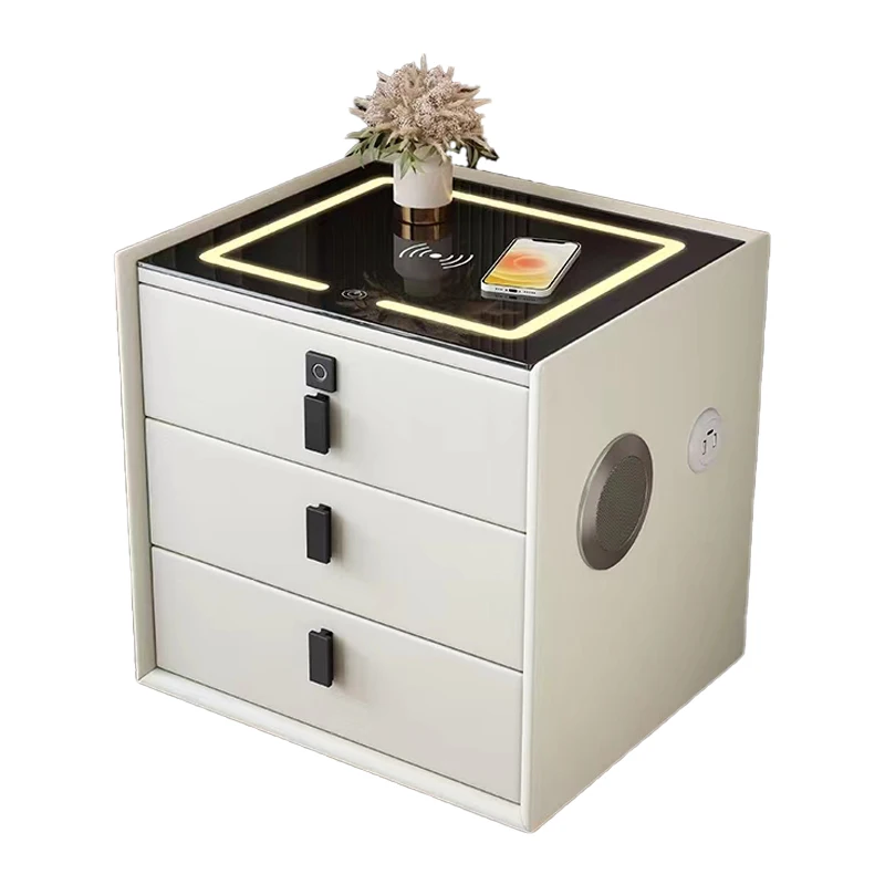 Распродажа, спальня, деревянная рама, 3 ящика, умная тумбочка со светодиодной подсветкой, Беспроводная зарядка и динамики