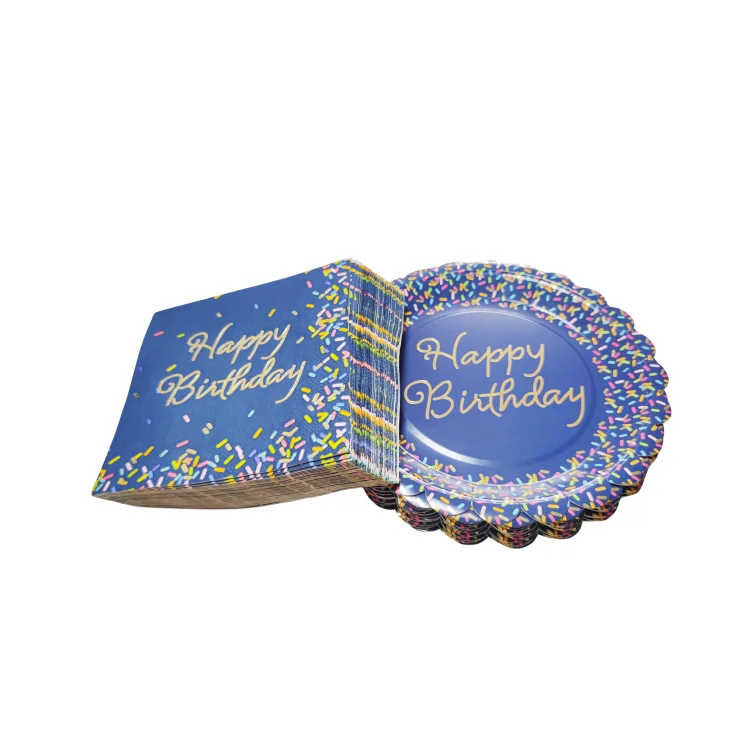 Factory Custom Disposable Personalized Printed Paper Napkin&Plate For Birthday  Party