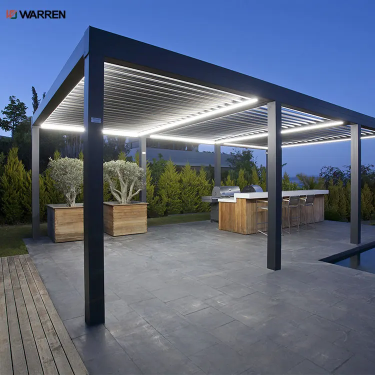 Warren Aluminium Louvered Pergola Bioclimatic Glass External Electric Outdoor Pergola