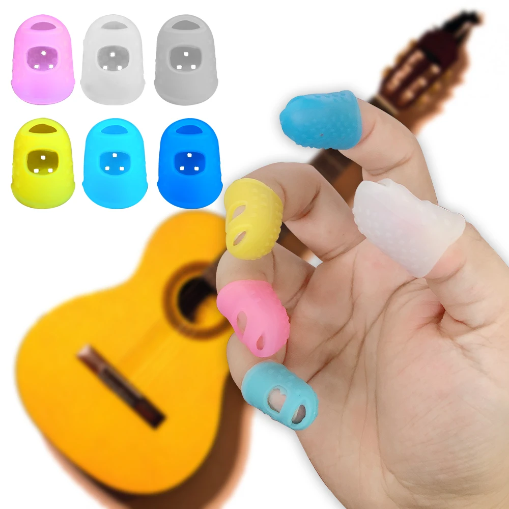 Wholesale 5 Sizes Durable Silicone Finger Sleeves Finger Protector Guitar Finger Cover For Beginners Adults Children