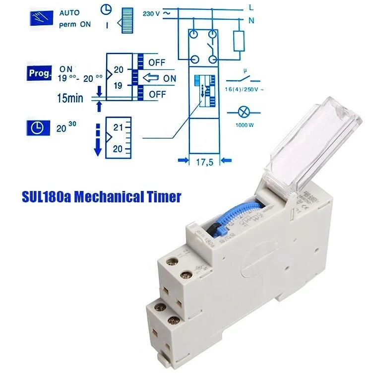 SUL180a 220V 16A Mechanical Staircase Timer Switch With Battery 24 Hour Timer Switch