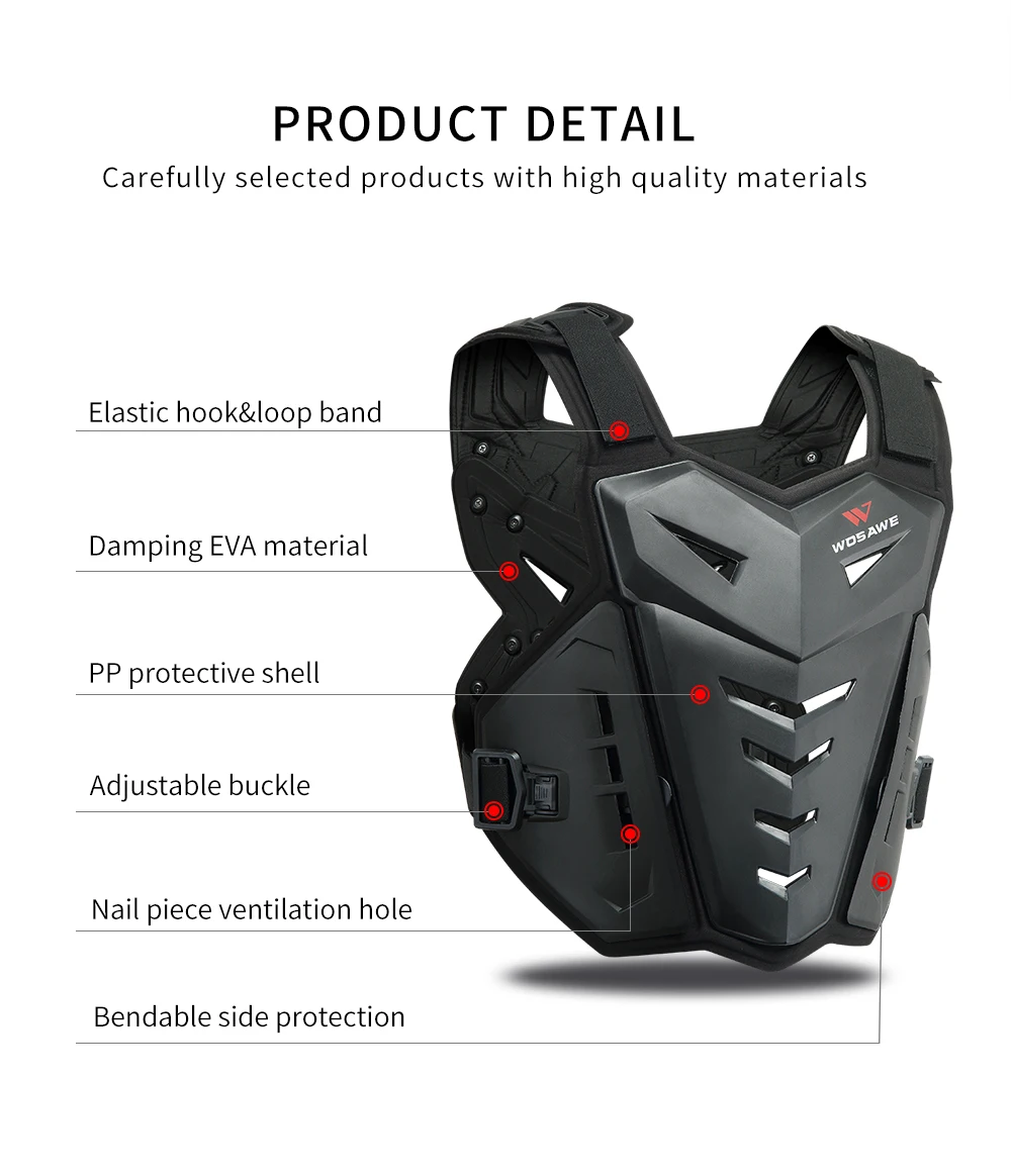 WOSAWE Adult Motorcycle Dirt Bike Body Armor Protective Gear Chest Back Protector Protection Vest for Motocross Skating