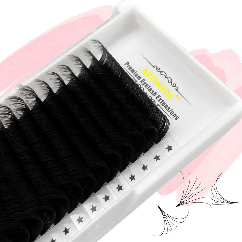 Mega volume 0.03 0.05 0.07 fuax mink easy fan lash trays wholesale 25mm faux eyelash