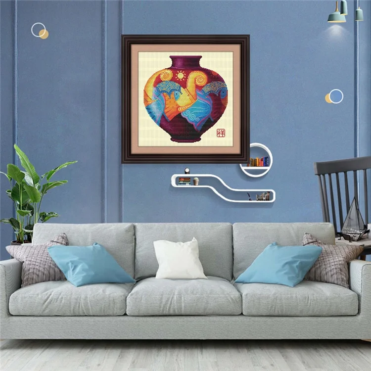 
Hot Sell Vase Painting Embroidery Beginner Kits Handmade Craft Home Decoration Cross-stitch Kits 