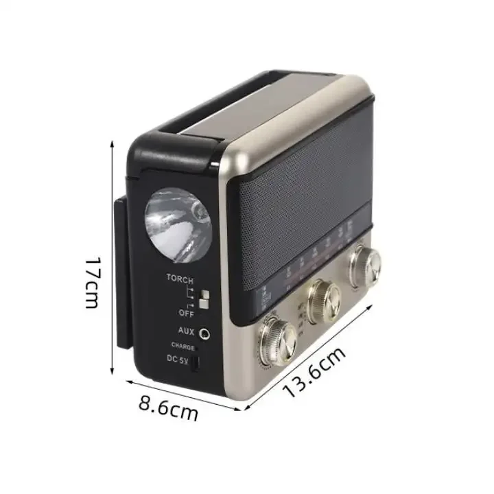 Factory Wholesale FM AM Band Solar Charging High-Quality Portable Rotatable Volume Control USB TF Card Retro Bluetooth Speaker