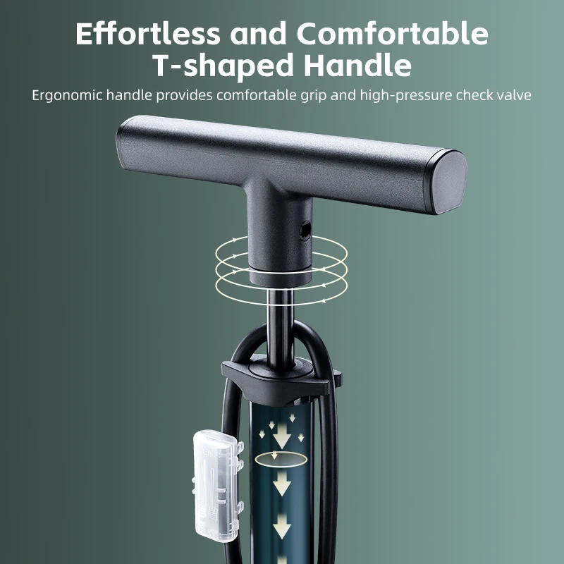 ROCKBROS Bike Pump Hose with Psi Pressure Gauge Portable Mountain Stand Bike Accessories Mouth Conversion Bike Floor Air Pump