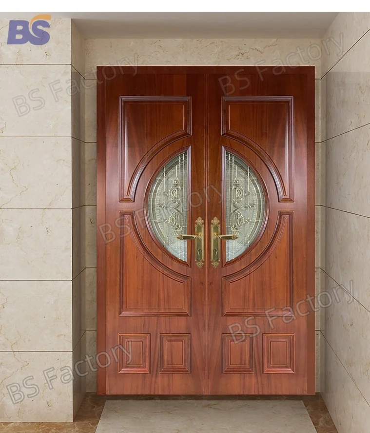 Solid Wooden Doors Design Catalogue Customized for House Wood Front Door Kitchen Cabinet Pu Coated Solid Wooden Doors