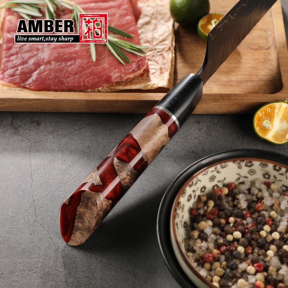 Amber Professional 7inch Top Chef  knives Japanese style Kitchen knives high Carbon steel japanese Forged Santoku Knife