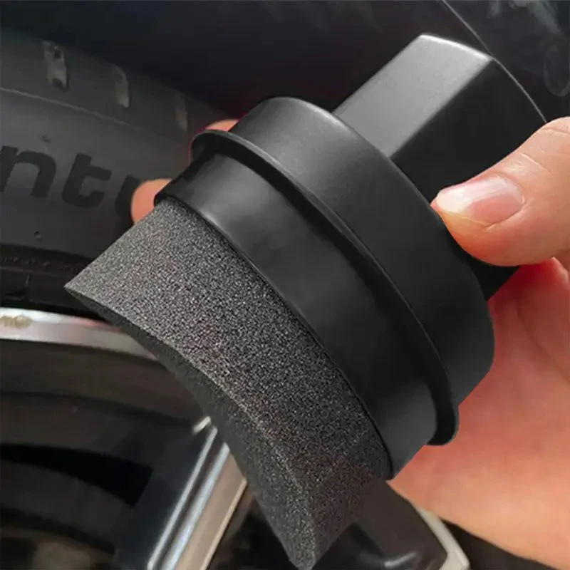 Car Tire Waxing Sponge with Lid Can Hold The Handle for Easy Waxing Curved Tire Sponge Car Cleaning Tools Detailing Brush