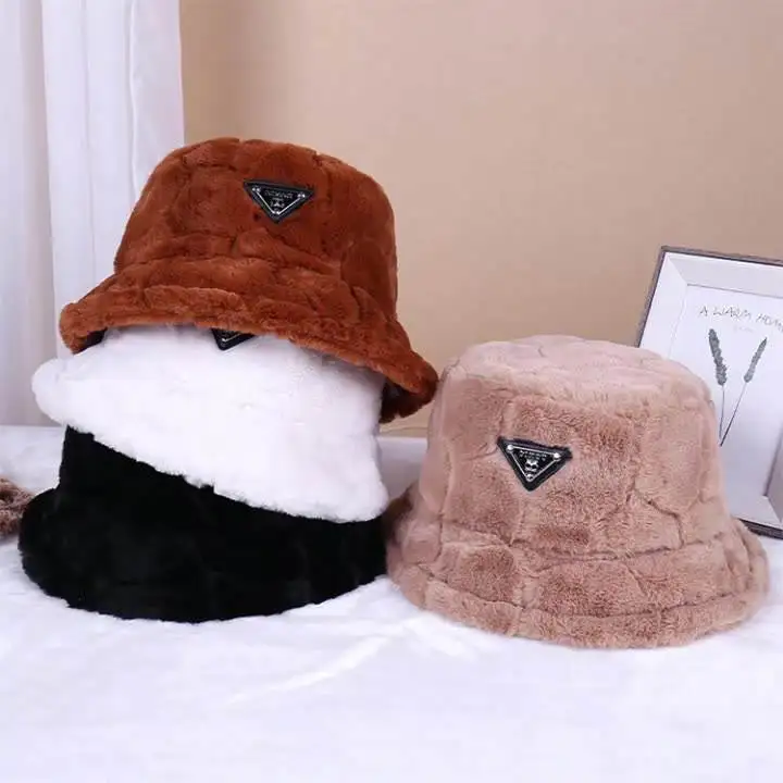Custom Retro Delta Raspberry Cap Plush Rabbit Fur Fisherman Bucket Hat