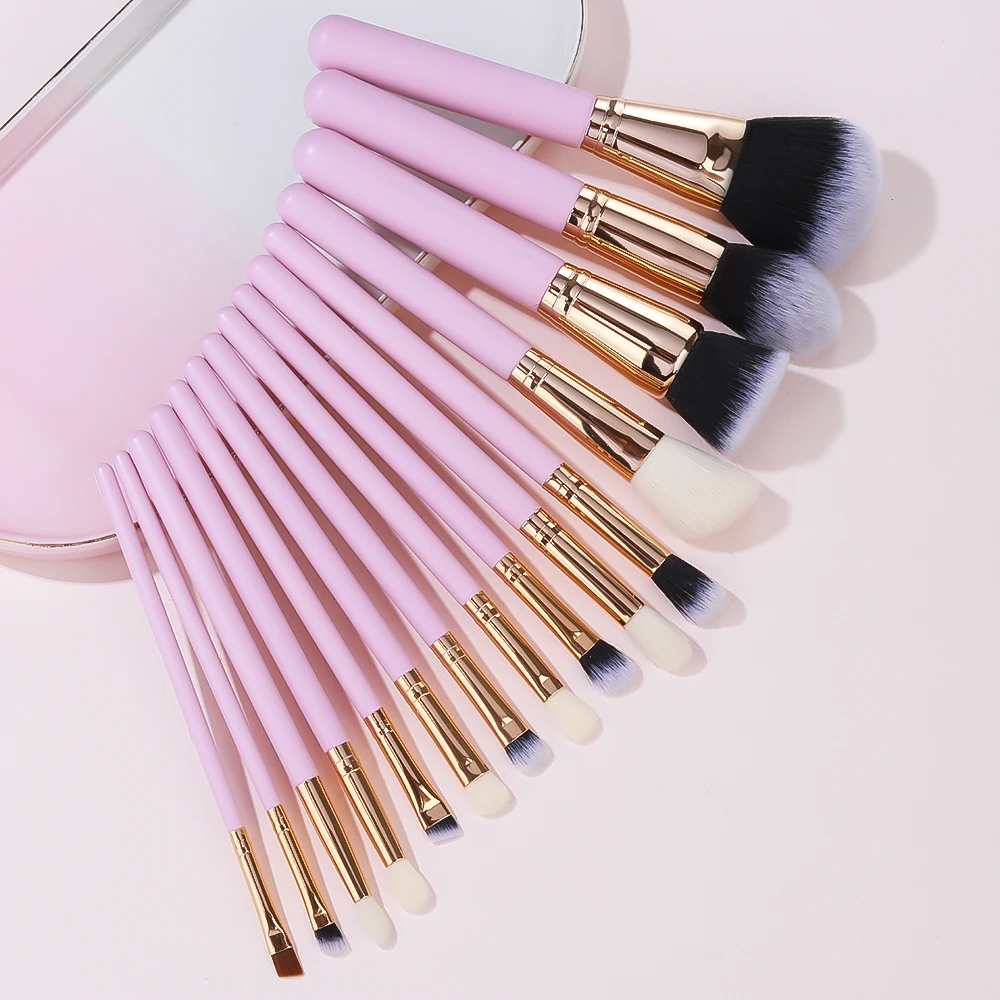 Gracedo Pink Professional 15pcs Make Up Brushes Synthetic Hair Cosmetic Foundation Powder Wholesale Brushes Makeup Set