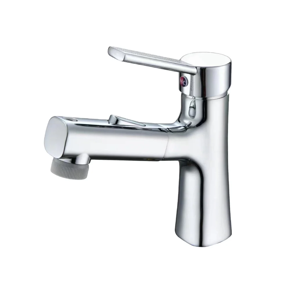 Samiyah Single-Handle Basin Mixer Tap Pull-out Sprayer Hot Cold Bathroom Sink Faucet Ceramic Valve Core Cupc Certified Brass