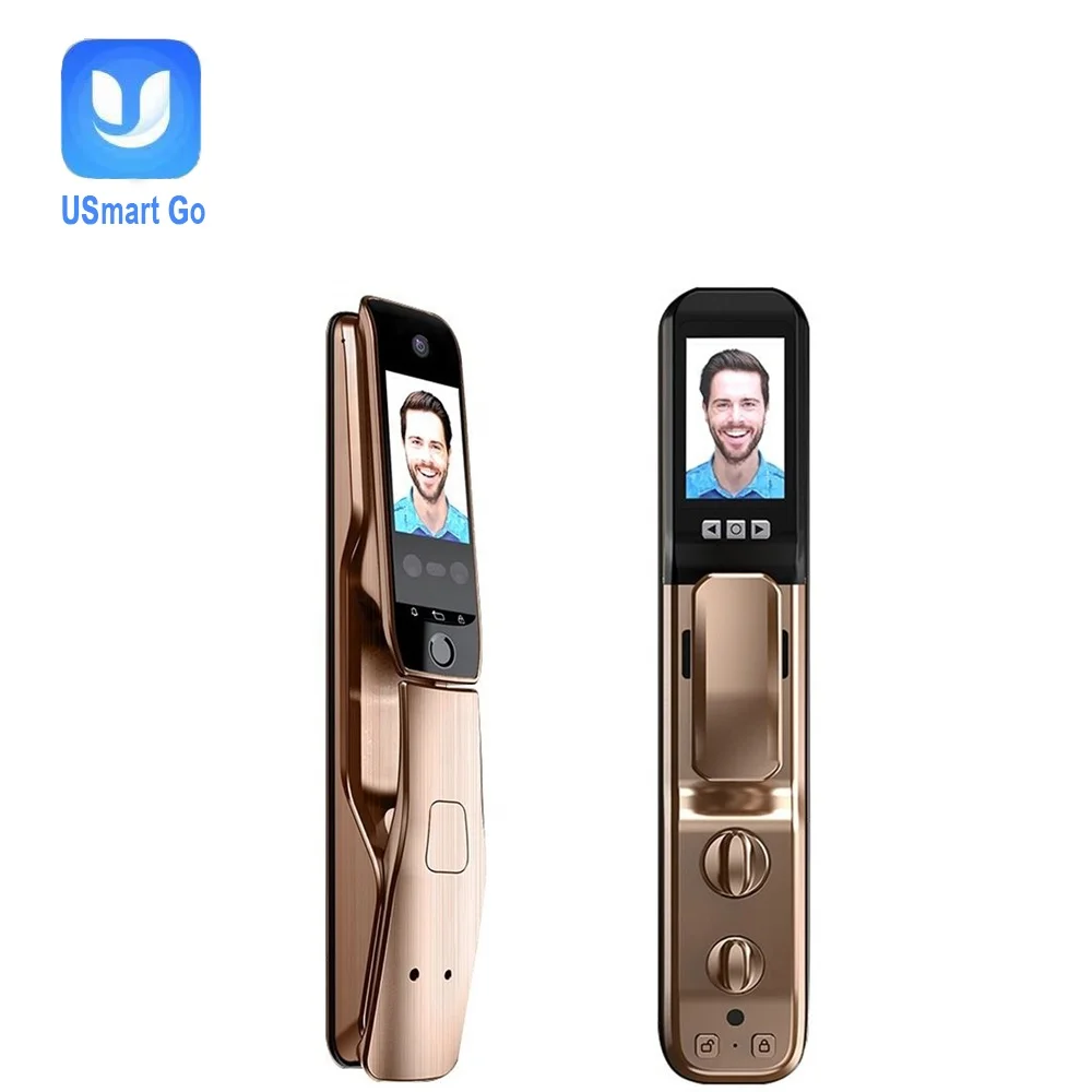 
New fashion smart golden zinc alloy 3D face smart fingerprint door lock 