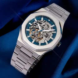 Top Brand Design Elegance Tourbillon Seagull Movement Blue Face Automatic Mechanical Men Watch