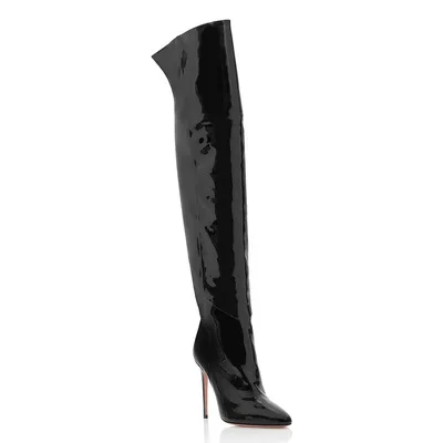 Plus size pink black winter boots pointy spike high heels sexy knee high boots heels