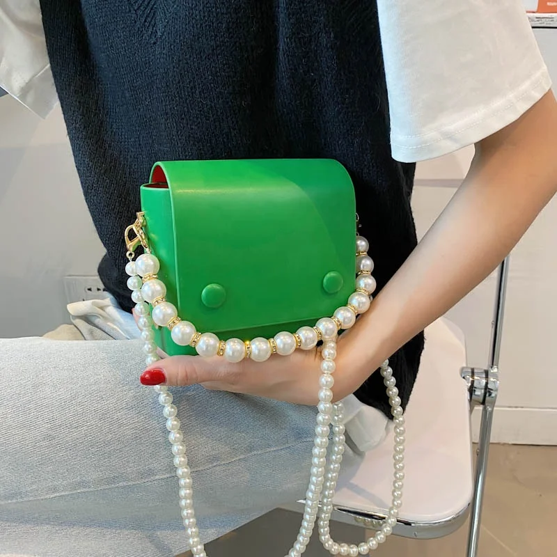 YIWU Suka New Korean Pearl Chain Bag Tide Mini Summer Hand-Picked Shoulder Fashion Slung Small Square