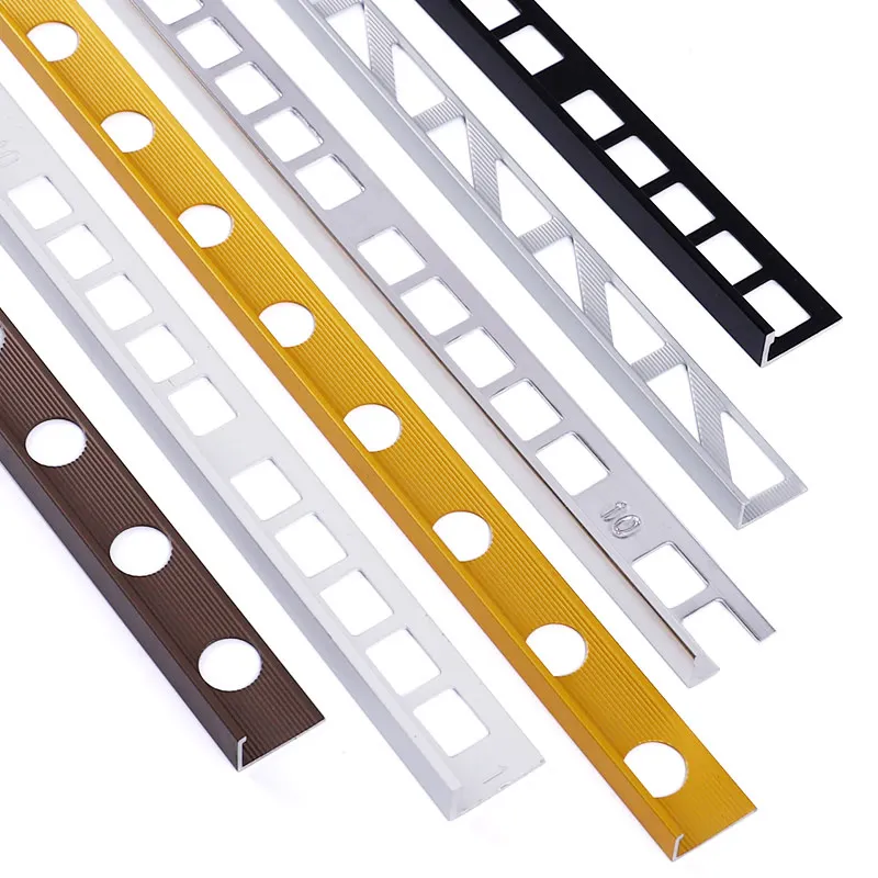 2024 Foshan FSF Aluminum Profile L Shaped Tiling Edge Trim Flexible Ceramic Wall Tile Trim with Punching Holes Clips for Tiles