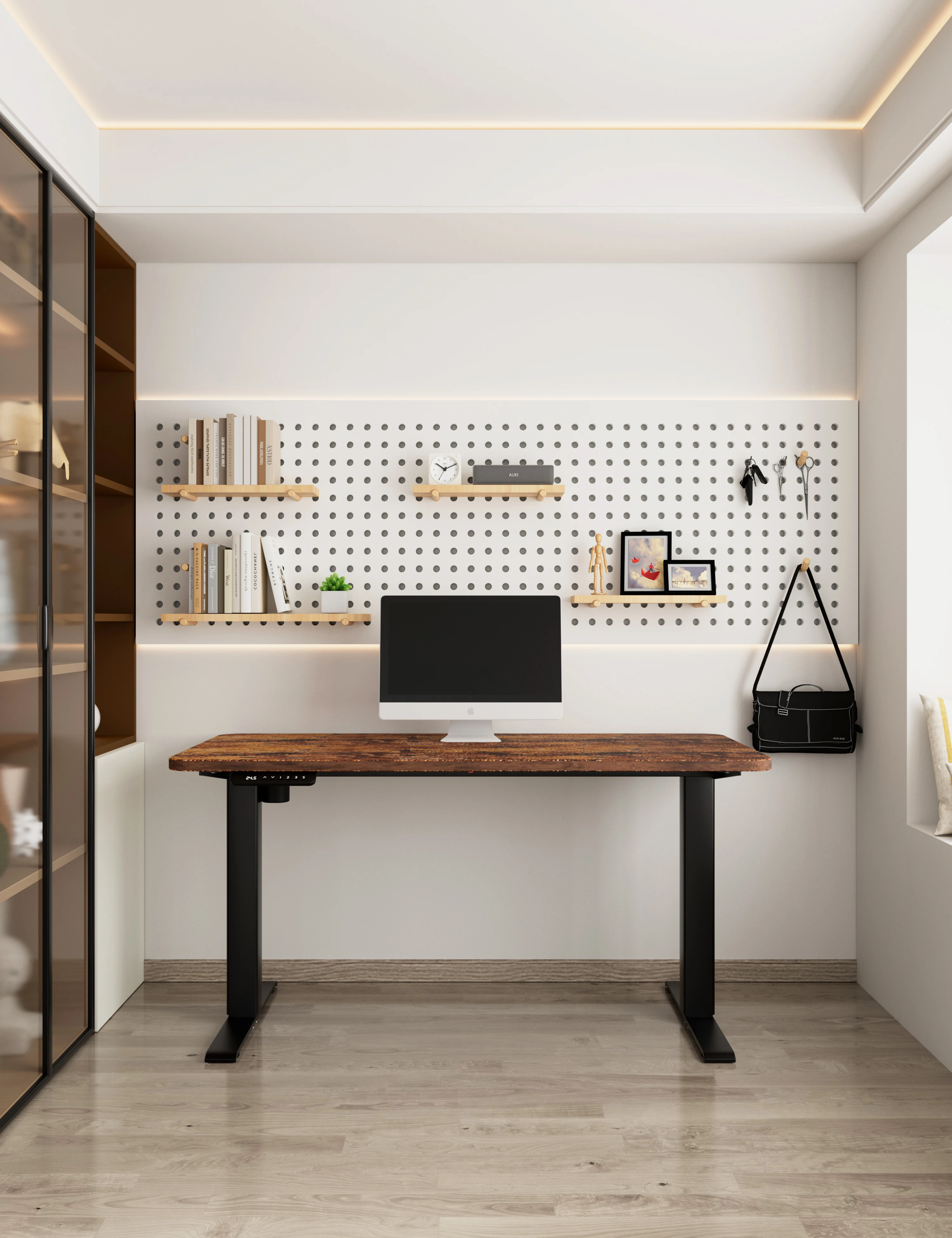 AUKI Electric Standing Desk With Wooden Color Tabletop 120*60 CM  Ergonomic Desk Smart Electric Standing Desk