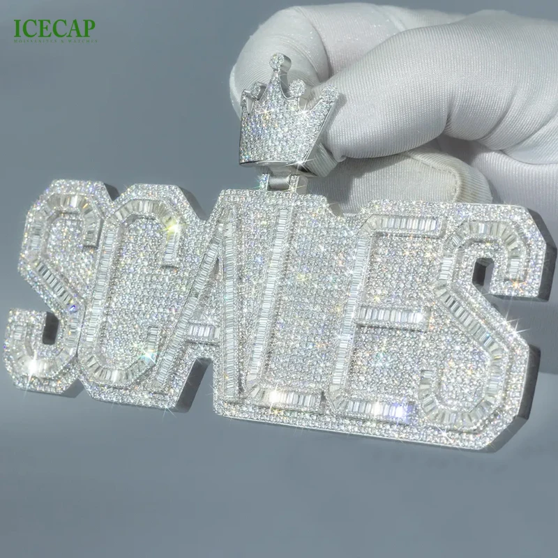 Custom Hight Quality Iced Out VVS Moissanite Pendant Hip Hop Passed Diamond Tester 925 Silver Pendant For Men