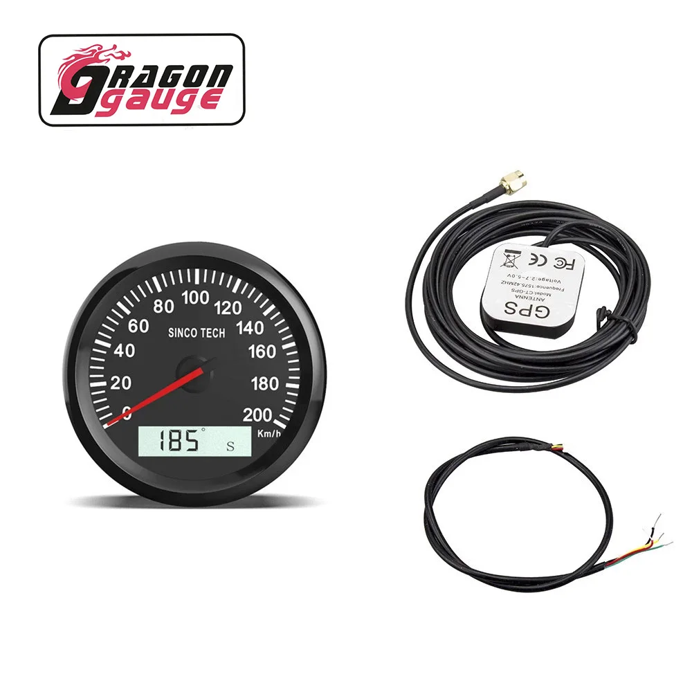  Дракон манометр 85 мм Цифровой GPS Спидометр 200 км/ч 12v/24v ATV морской катер автомобилей Грузовик 7-цветной ЖК-дисплей водонепроницаемый датчик