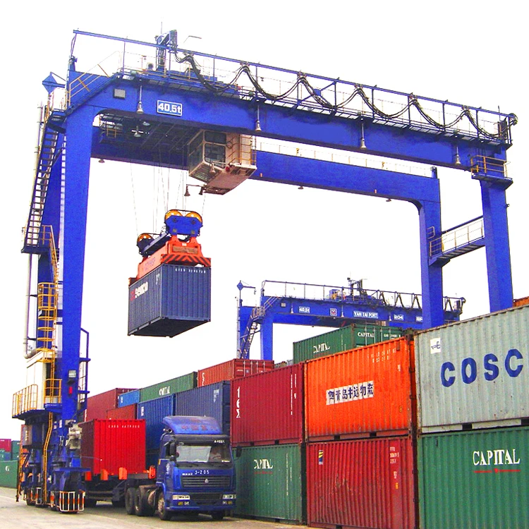 40ton or 50ton rail travelling container handling gantry crane with container spreader