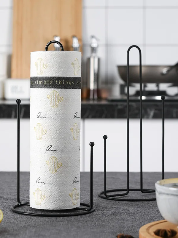 Bathroom Chrome Silver Metal Paper Towel Holder,Kitchen Countertop Round Iron Wire Paper Towel Holder Under Cabinet