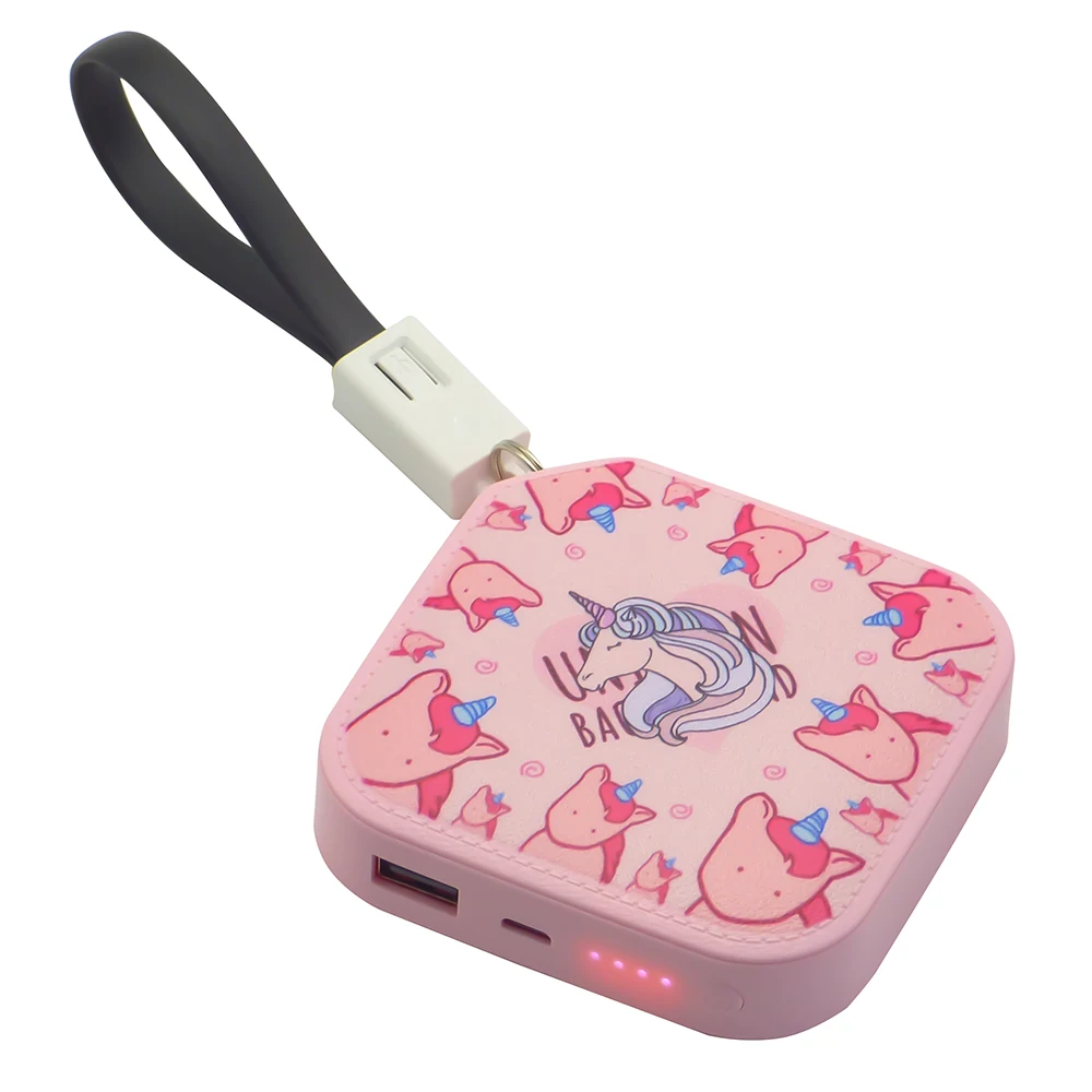 Portable New USB Power Bank 10000mAh with built-in cable for Android Mobile Phones Cute Gift Powerbank for Girls