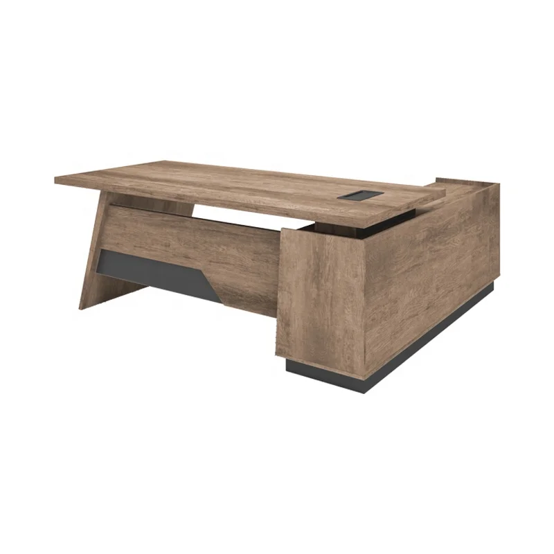 loft industrial trend modern L shape design oak office executive table