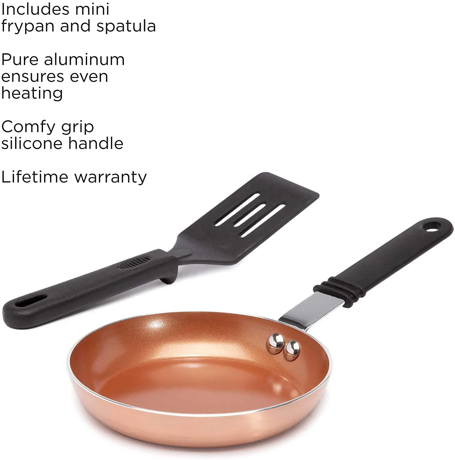 Small size copper pan mini egg fry pan with spatula