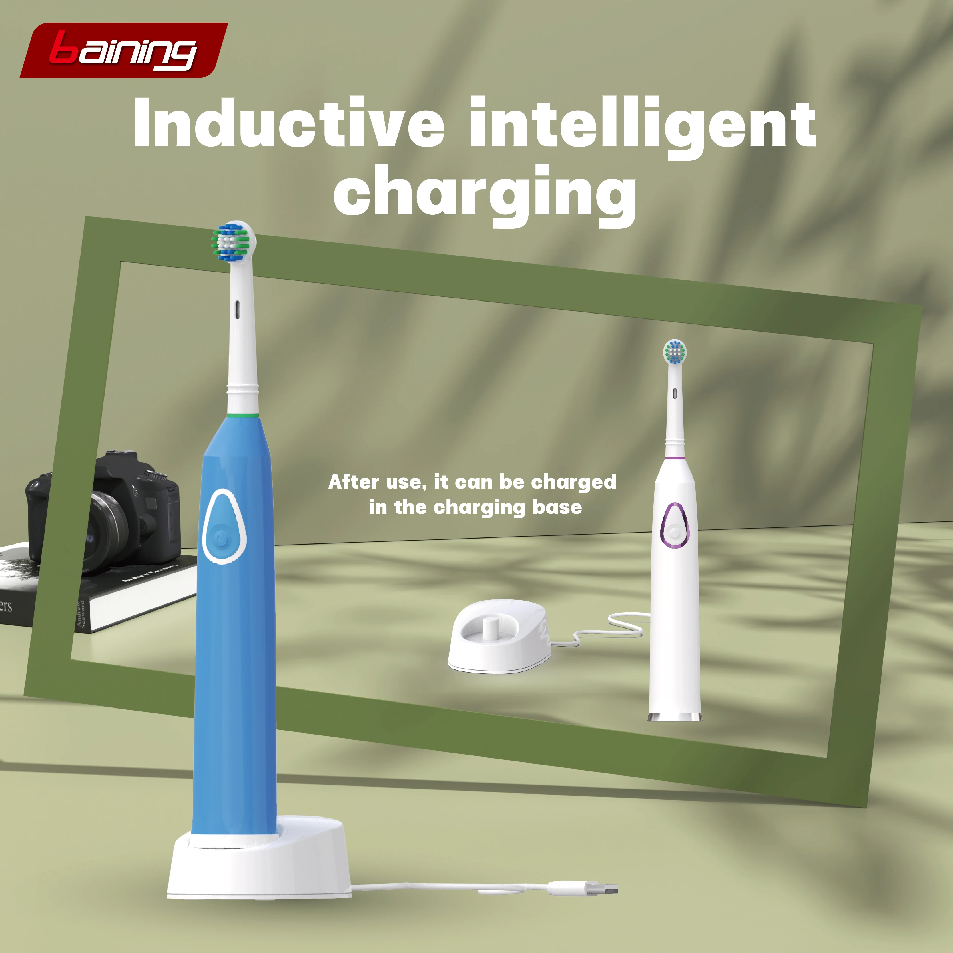 Factory Patent CE Rohs Approved Auto Rotating Head Electric Toothbrush Led Electric Toothbrush
