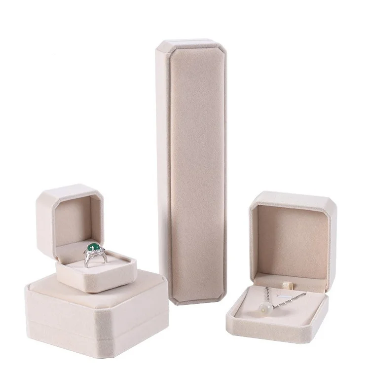 Wholesale custom various colours velvet jewelry ring necklace gift packaging box