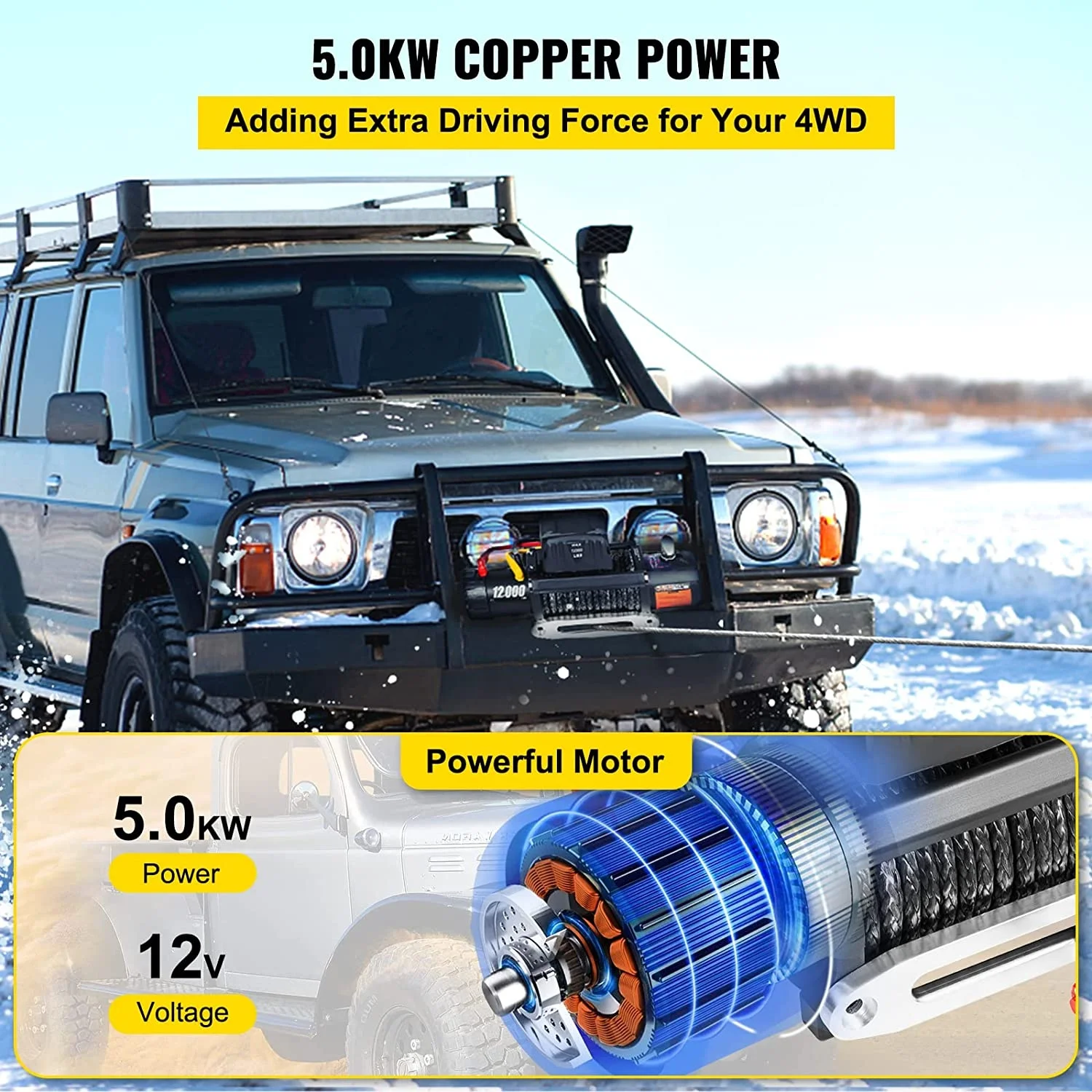 hot selling electric car puller winch 12v 12000lbs