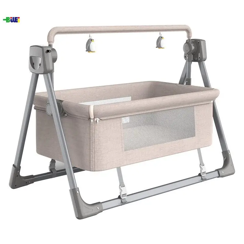 Modern 3-in-1 Adjustable electric alloy Baby bed Bassinet Rocking Infant Bedside Crib for Newborn for Living Room Bedroom Use