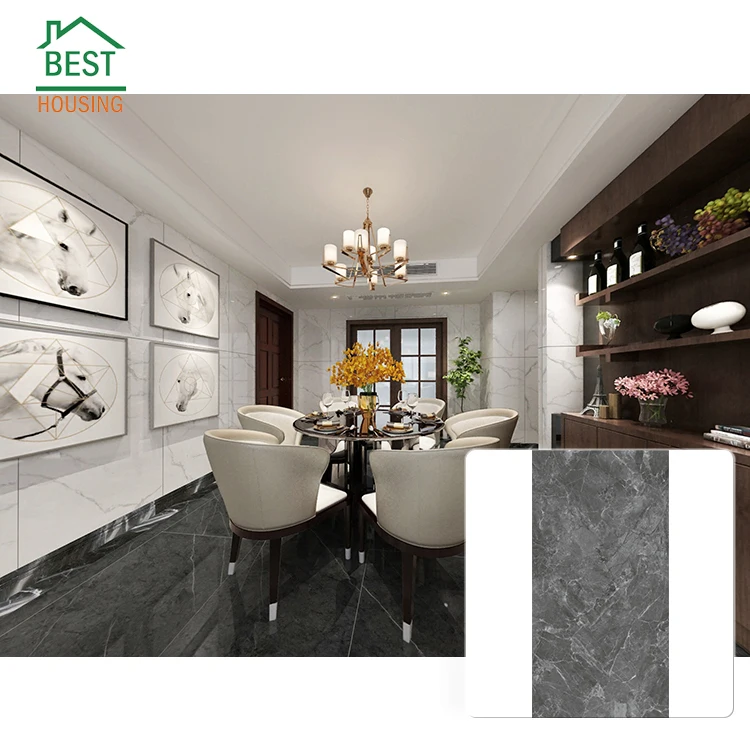New products 600x1200 marble looks ceramic tile flooring grey tiles