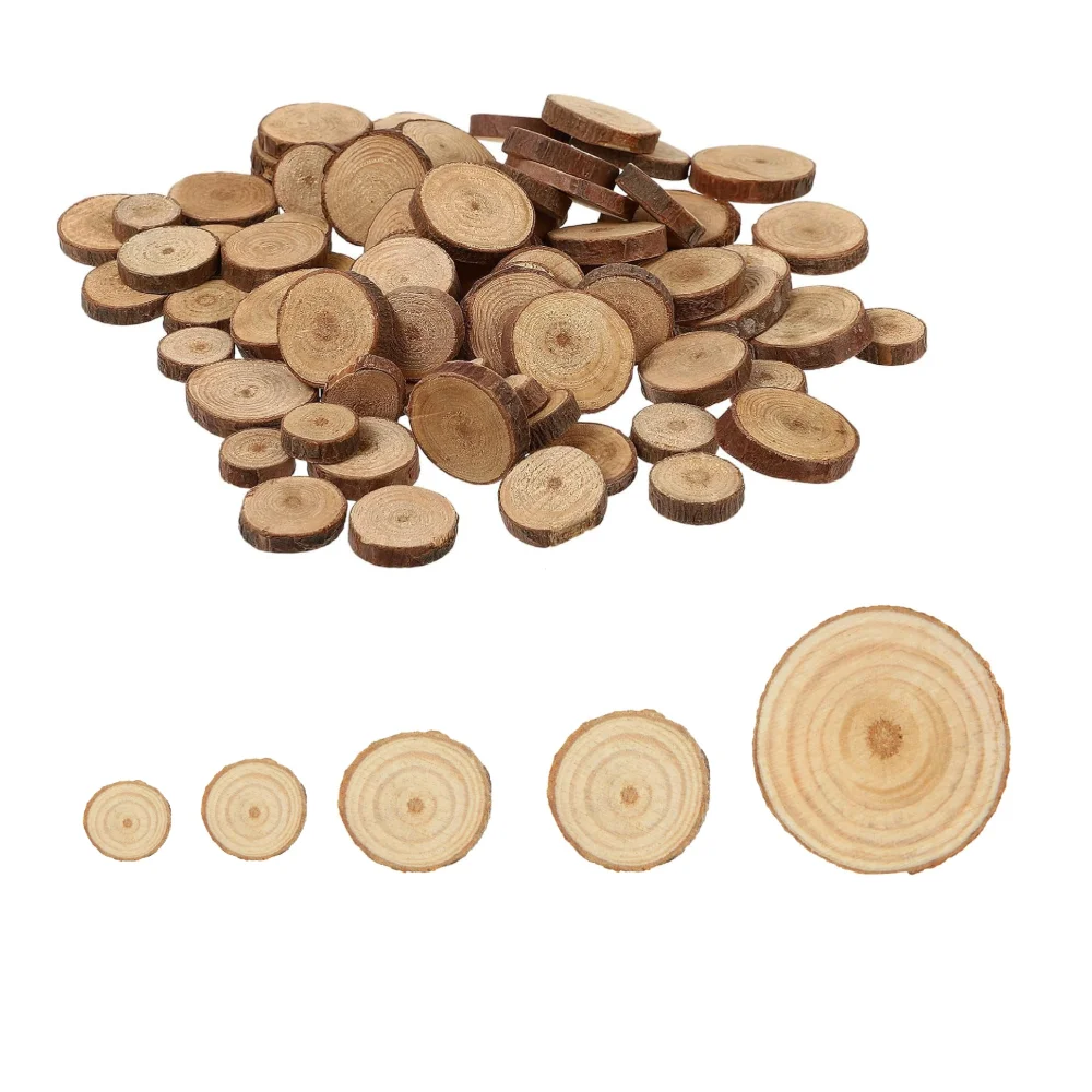 Unfinished Wood Pieces Small Wood Slices Crafts Cookies Log Rounds Rustic Mini Wood Centerpieces for DIY and Xmas Home Decor