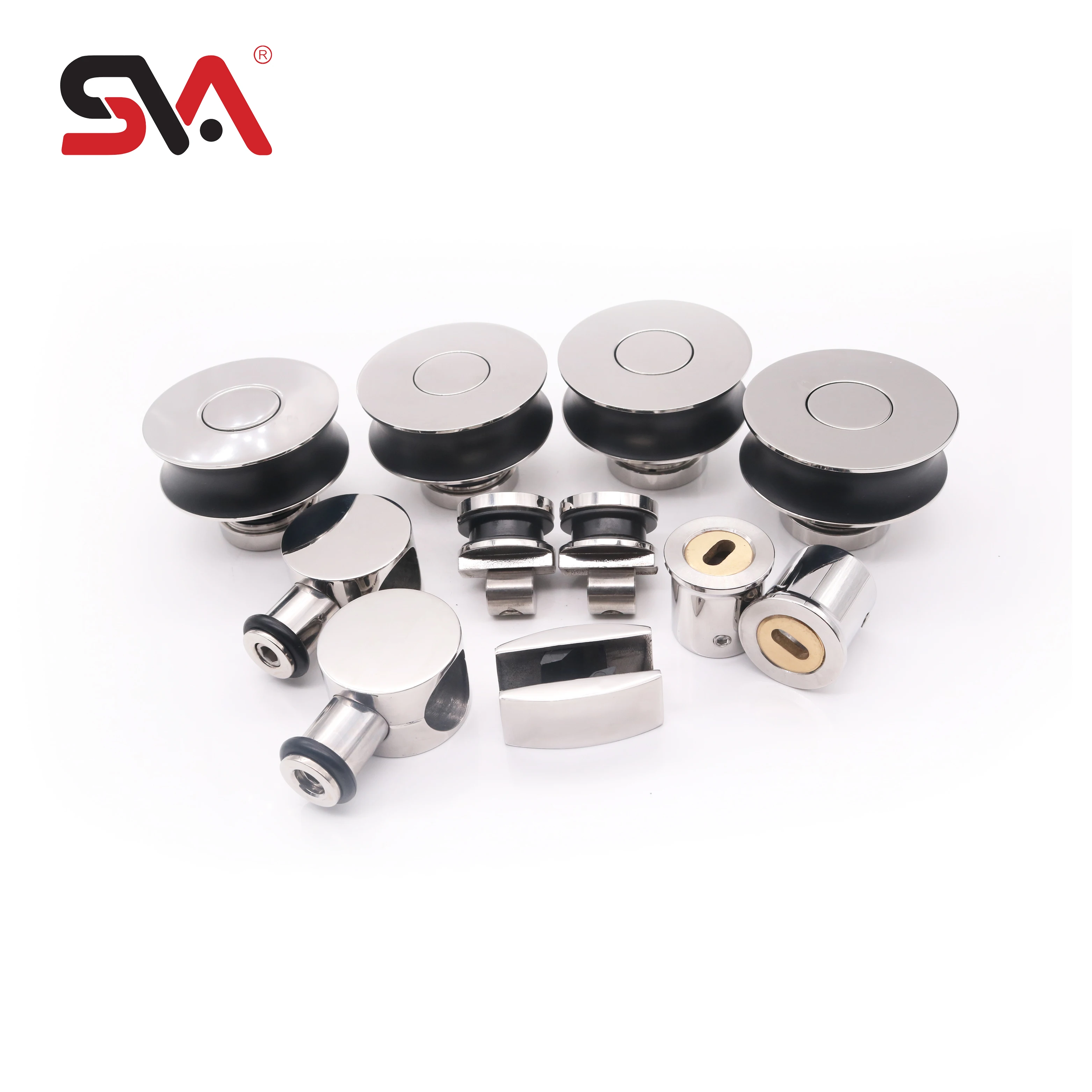 Modern Villa Hotel Shower Room Luxury Style Round Pipe Design Frameless Tempered Glass Door Stainless Steel Glass Door Hardware