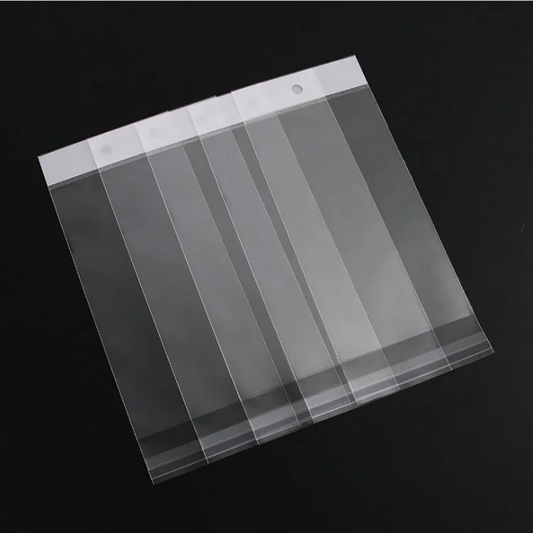 Clear Opp Plastic Sleeves For Cards Opp White Header Pouch Cello Packing bags With Flap