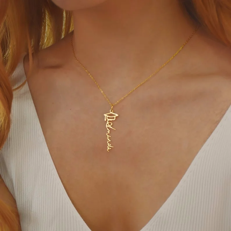 MECYLIFE Graduation Bachelor Cap Custom Name Personalized Necklace for Her Grad Jewelry for Girl  Class of 2024