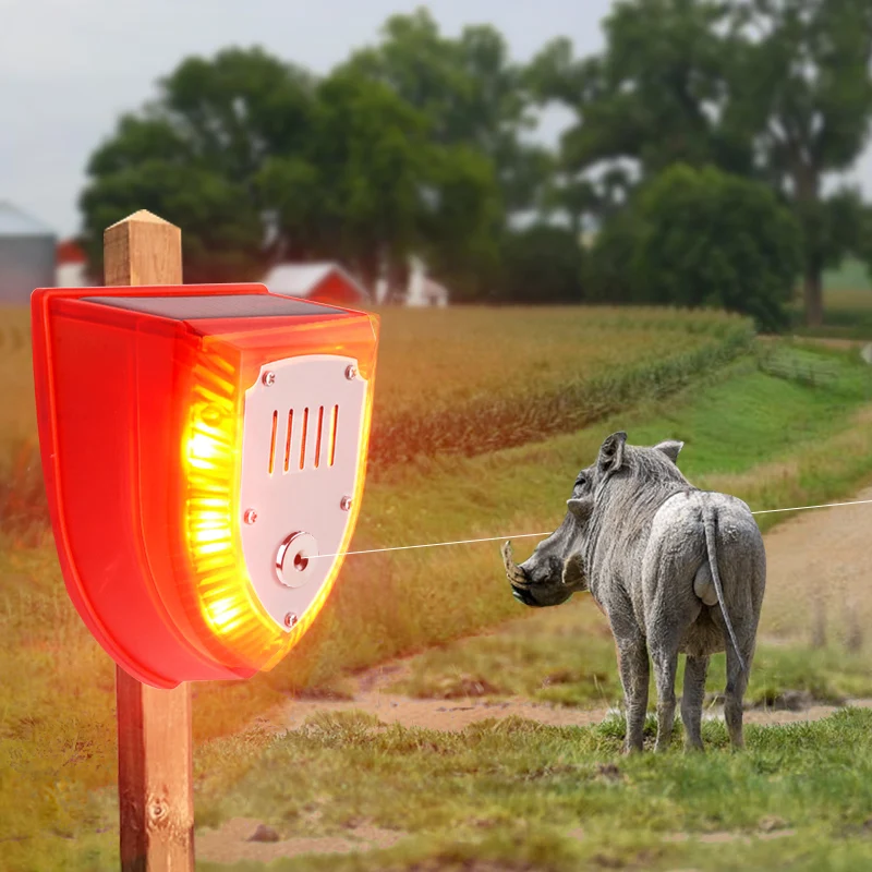 Solar Warning Alarm Outdoor 129db Sound Security Flashing Light IP65 Waterproof All Day and Night with magnet pull wire