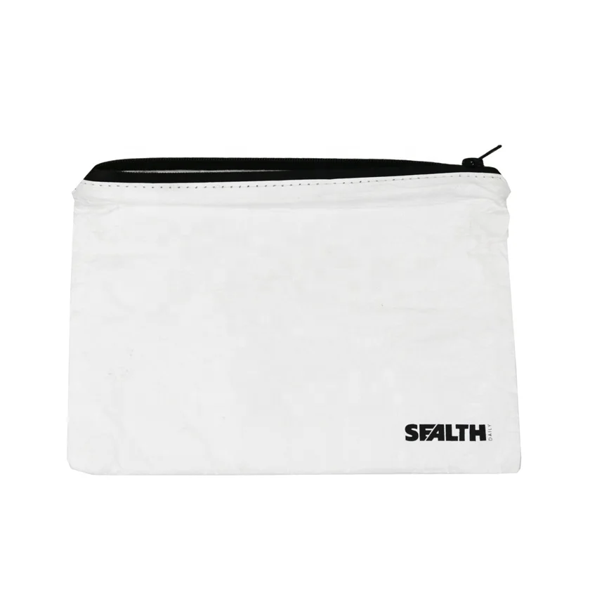 Custom logo water resistant double-layer soft tyvek paper packaging pouch bag with sealing zipper