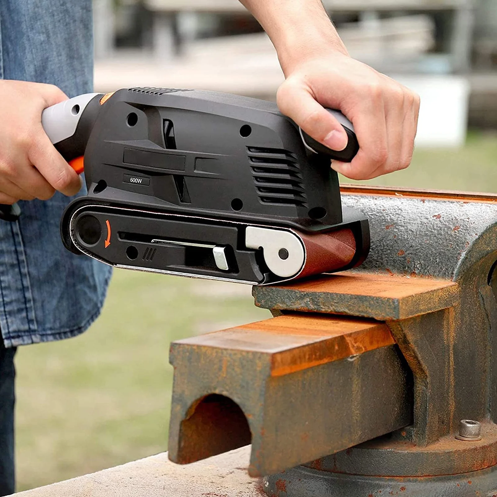 600W Electric Belt Sanding Polishing Grinding Machine Wood TACKLIFE  Variable Speed Power DIY Sander Woodworking Belt Sander