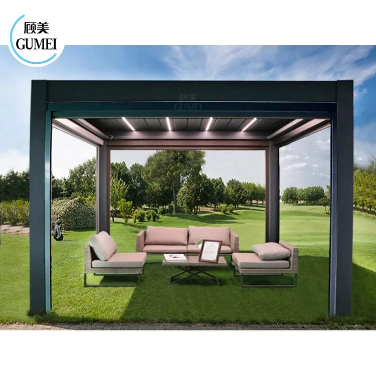 High Quality Remote Control Pergola Aluminium White Pergola Outdoor