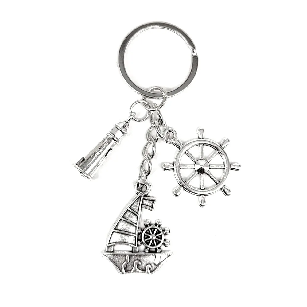 Hot Sale Cool Earth Rocket Metal Keychain  anchor key chain  London Bus Keychain for Boys
