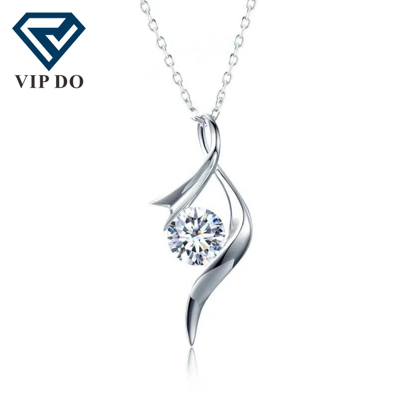 OEM/ ODM customize 18K gold AU750 D-FL-3EX 8 heart 8 arrows round lab grown diamond women pendant clip inlay style necklace