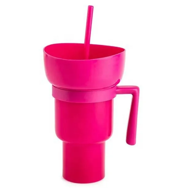 Tik Tok pop 32oz Stadium Tumbler Mainstays plastic snack-and-drink cup popcorn chips cola mug cup with snack tray bowl straw