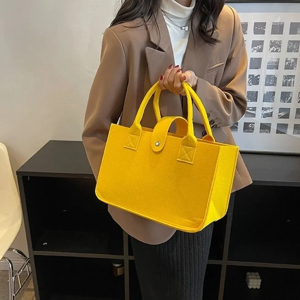 low price womens Handbag wool fabrics felt makeup bag for women ladies felt bag yellow orange red different colors