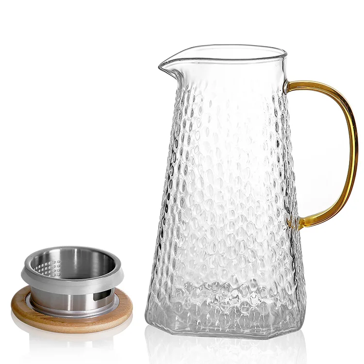 AIHPO3 Wholesale 2023 New Hot Cold Beverages 1.5L Heat Resistant Glass Pitcher Ice Tes Carafe Cold Water Jug with Lid
