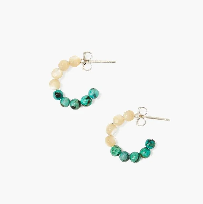 Браслеты из бисера ручной работы Inspire jewelry серьги Перламутровые и африканские бирюзовые серьги-блоки для подарка на День Матери