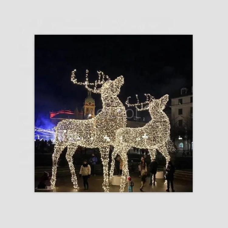 Outdoor 3D Large Outdoor Christmas Deer Light Street Motif Deer