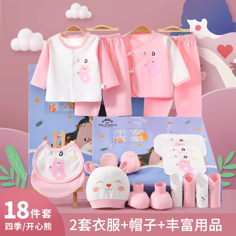 2023 Newborn Boys Girls Infant Toddler Baby Cotton Clothes Tops Hat Pants Sleepwear Suit Outfit Gift Sets Bodysuit Romper
